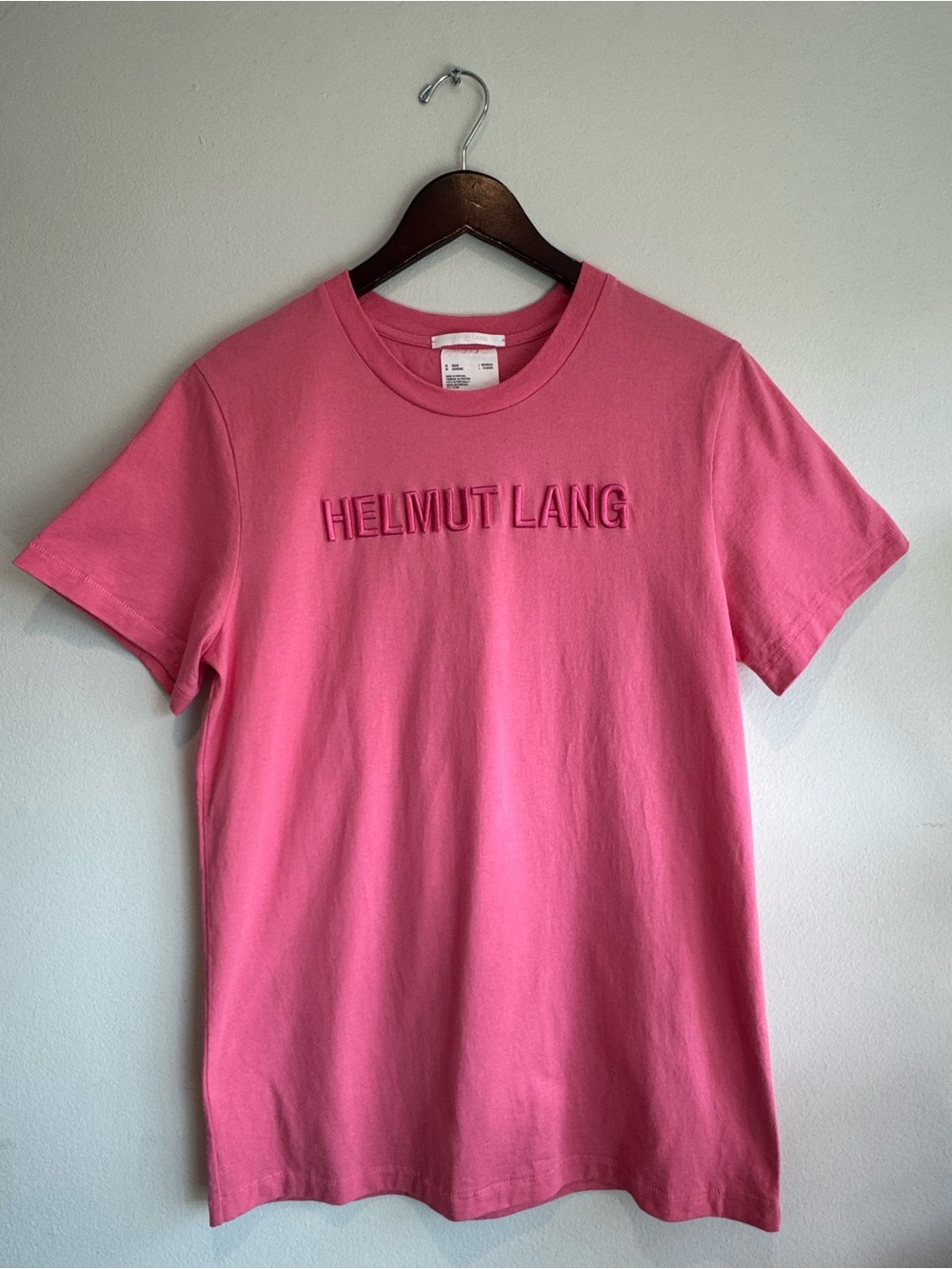 Helmut Lang Pink Embroidered Logo Short-Sleeve Tee